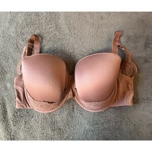 THIRD LOVE *Size 34H* 24-7 Lace Detail T Shirt BRA WIDE STRAPS Dusty Rose